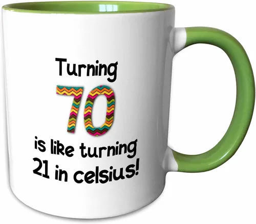 Miniatura 11 de 3dRose 70 is Like Turning 21 in Celsius-Humorous - Taza de dos tonos, 11 onzas, color negro