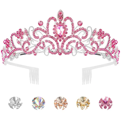 Miniatura 12 de KICOSY 296 956 Tiara y Coronas para Mujeres, 1 unidad (paquete de 1), Cristal Diamante falso