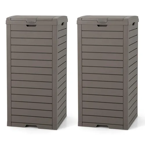 Miniatura 2 de S AFSTAR Cubo de basura para exteriores de 31 galones, bote de basura impermeable con tapa y bandeja deslizable, cubo de basura grande de resina