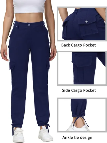 Miniatura 5 de Dafensi Cargo Pants for Women High Waisted Casual Joggers Pants Adjustable Waist Hiking Cargos with 6 Pockets