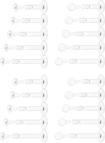 Miniatura 7 de Aretes transparentes con parte trasera plana de 18 G y 16 G para deportes de nariz, plástico de silicona, retenedores de cartílago para tragus