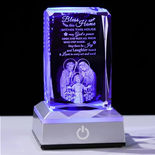 Miniatura 17 de Movdyka Estatua de cristal 3D de Virgen María, regalos religiosos para mujeres y hombres, figura religiosa con grabado láser cristiano, adornos