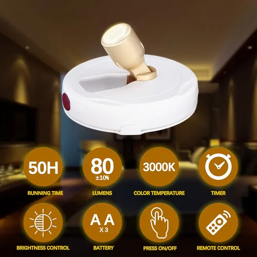 Miniatura 4 de Focos que funcionan con pilas, luz de imagen inalámbrica, iluminación de acento regulable, luces LED inalámbricas, luces adhesivas con control
