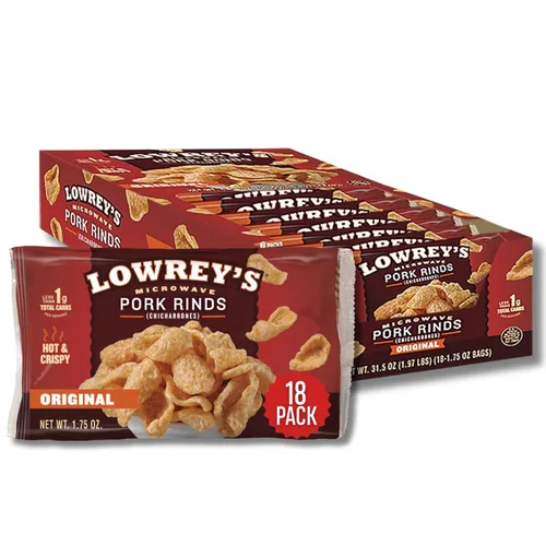 Miniatura 10 de Lowrey's Bacon Curls - Cortezas de cerdo para microondas (chicharrones), picantes y picantes, 1.75 onzas (paquete de 6) (el embalaje puede variar)