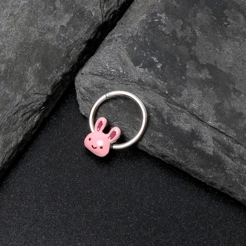 Miniatura 6 de Body Candy Anillo de segmento con bisagras de acero 16G, sin costuras, para pezón, aro de nariz de conejo, 38 pulgadas, Acero inoxidable, Sin gemas.