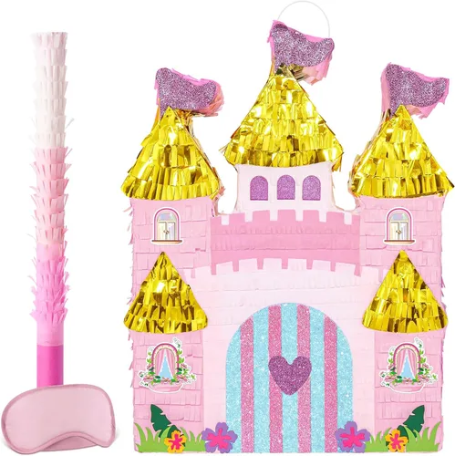 Miniatura 77 de WERNNSAI - Piñata de sirena plegable, piñata de cumpleaños con flecos que incluye cuerda para jalar, venda y bate. Decoraciones