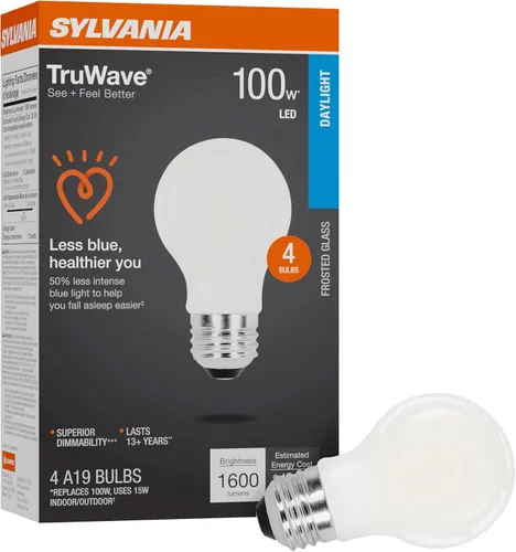 Miniatura 19 de LEDVANCE Sylvania - Bombilla LED TruWave Natural Series A19, equivalente a 75 W, eficiente 11 W, 1100 lúmenes, base media, regulable, esmerilada