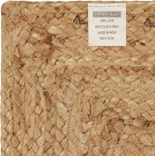Miniatura 8 de COTTON CRAFT Alfombra de yute trenzada 100 % yute para puerta, alfombra pequeña tejida neutra reversible para entrada, cocina, sala de estar