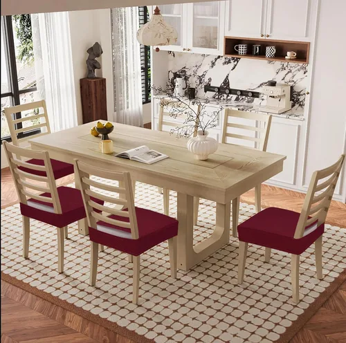 Miniatura 8 de smiry Fundas de asiento impermeables para sillas de comedor, juego de 6, fundas elásticas de jacquard extraíbles y lavables, sin fundas traseras