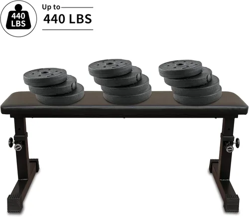 Miniatura 7 de Banco de pesas para entrenamiento de fuerza, prensa de banco plano, 5 niveles ajustables de 43.3 pulgadas de largo, bancos de entrenamiento