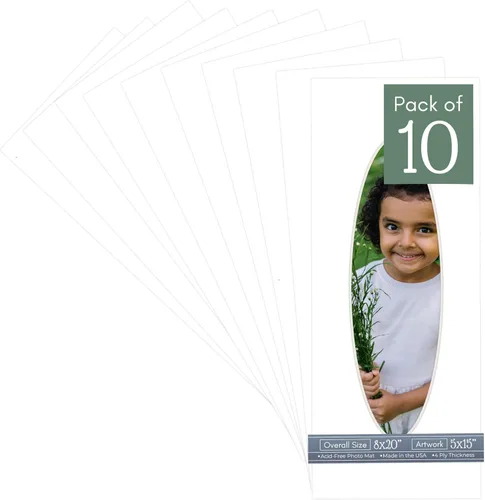 Miniatura 99 de CountryArtHouse Tapete ovalado de 8 x 20 pulgadas, sin ácidos, color verde pistacho con núcleo blanco, corte biselado para fotos de 5 x 15 pulgadas