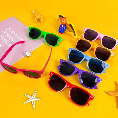 Miniatura 5 de SUNOVELTIES Paquete de 12 lentes de sol retro neón para niños, lentes clásicos de corazón a granel, regalos de fiesta para niños y niñas, disfraz al