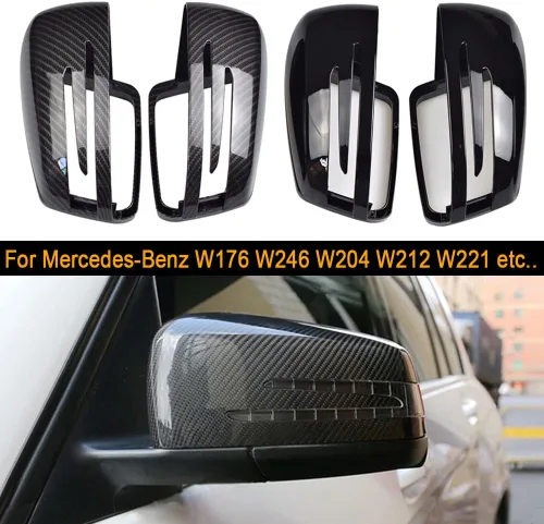 Miniatura 3 de Cubiertas de tapa de espejo lateral para Mercedes Benz W176 W246 W212 W204 C117 X156 X204 W221 C218 A B C E S CLA GLA GLK Clase Negro Reemplazar