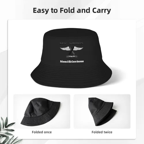 Miniatura 4 de My Hero is Now My Angel Melanoma & Skin Cancer Awareness Bucket Hats Double-Woven for WomenMen Adult Fisherman's Hat Sun Cap Packable Outdoor