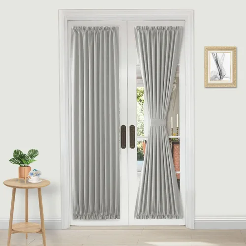 Miniatura 46 de DWCN Cortinas para puerta francesa: cortina térmica con bolsillo para barra para puertas con ventana de vidrio, puertas de cocina y patio