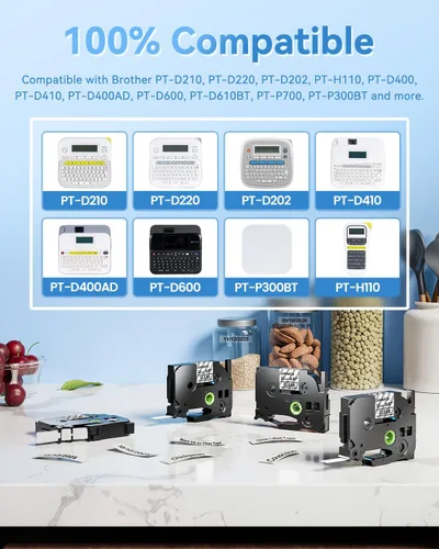 Miniatura 2 de TZe - Cinta TZ de 0.47 pulgadas, laminada de 0.47 pulgadas, cinta de etiquetas transparente de repuesto para Brother P Touch TZe-131 TZe131, cinta