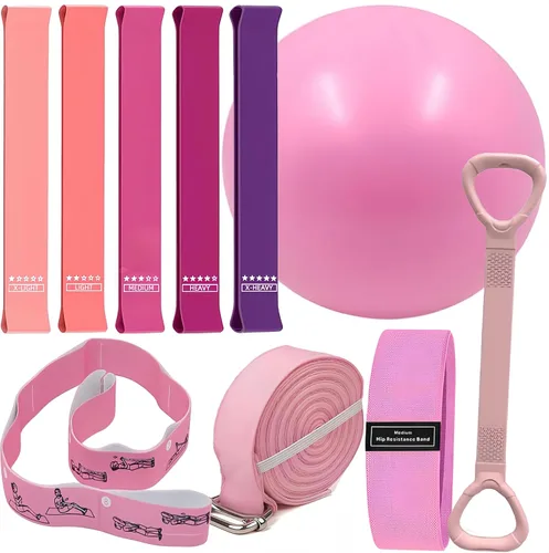 Miniatura 8 de Juego de Pilates – Equipo de Pilates para el hogar para mujer, kit con Círculo Mágico Anillo de Pilates y juego de pelotas, bandas de resistencia &