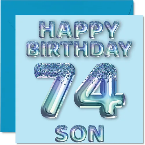 Miniatura 249 de Stuff4 Tarjeta de primer cumpleaños para niños, globo de fiesta con purpurina azul, tarjetas de feliz cumpleaños para niño de 1 año, nieto, hijo, 57
