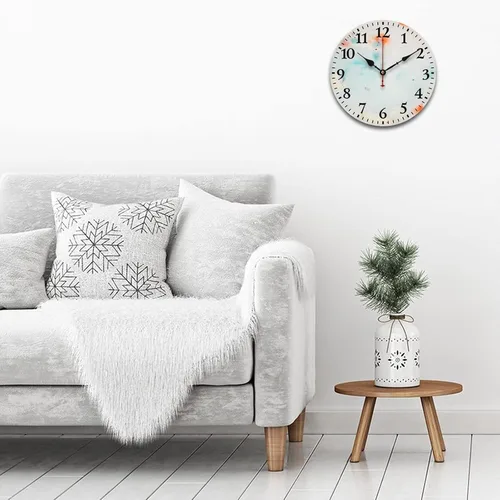 Miniatura 3 de Relojes de pared de madera de 12 pulgadas con piedra de mármol blanco, relojes de pared para interiores, sin tictac, dibujo de números arábigos