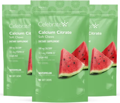 Miniatura 10 de Celebrate Vitamins Bariatric - Masticables suaves de citrato de calcio de 500 mg con 500 UI de vitamina D3 – Esencial para pacientes con bypass