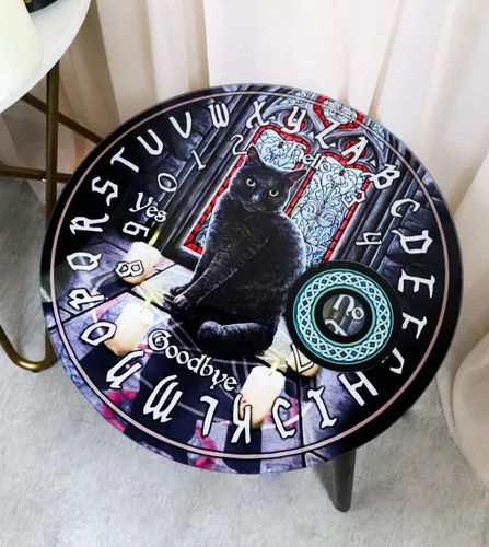 Miniatura 8 de Ebros Occultic Wicca Lisa Parker Sagrado Circle Black Cat Ouija Spirit Board con plancha redonda de 16 pulgadas de alto, mesa auxiliar redonda