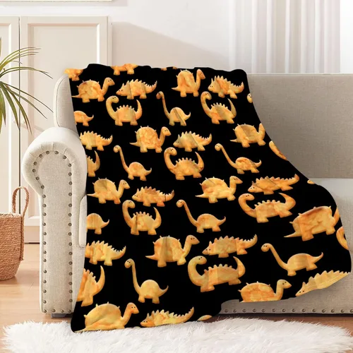 Miniatura 5 de Manta ligera de franela de dinosaurio de nuggets de pollo, regalos para niñas y mujeres en todas las estaciones, para cama, sofá, 30 x 40 pulgadas
