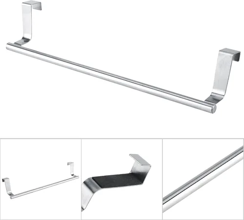 Miniatura 3 de Gavigain Toallero curvado de acero sobre la puerta, colgador para armario o armario, toallero para gabinete para cocina, baño, sostiene toallas