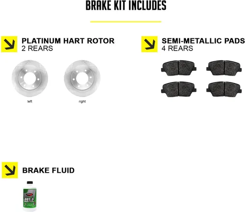 Miniatura 2 de Hart Brakes Kit Frenos y Rotores Traseros Pastillas de Freno Traseras Rotores y Pastillas de Freno Pastillas de Freno y Rotores Semimetálicos
