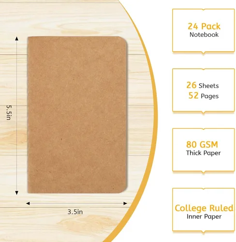 Miniatura 2 de Oucaru Cuaderno de Bolsillo de 24 Piezas, 3.5" x 5.5", 2 Colores, Cuaderno Rayado de 52 Páginas Mini Cuaderno Diario, Pequeño Cuaderno Memo Bloc