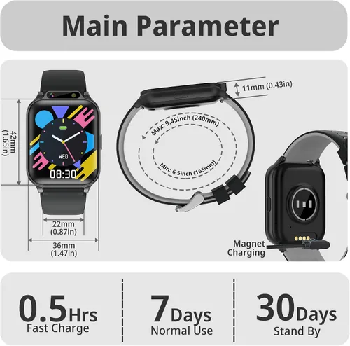Miniatura 8 de Tixpc Reloj inteligente impermeable para niños con rastreador de actividad deportiva, podómetro Heartrate SpO2, monitor de estrés, linterna