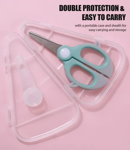 Miniatura 4 de Tijeras de comida para bebés, tijeras Kicthen - Paquete de 2 tijeras portátiles para niños saludables, tijeras de acero inoxidable con estuche