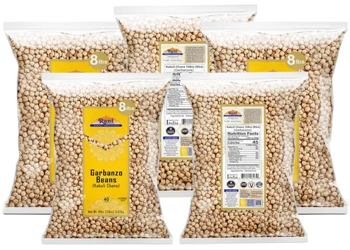 Miniatura 7 de Garbanzos Rani (Kabuli Chana) 128 onzas (8 libras) 3.63kg x paquete de 5 (total de 40 libras) a granel ~ Todo natural Vegano Sin gluten Sin