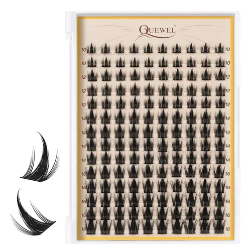 Miniatura 17 de QUEWEL Fairy-Lash-Clusters, 144 piezas Manga-Lash-Clusters Mix10-18mm Banda Invisible Natural Finas Clusters de Pestañas para Extensiones