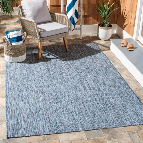 Miniatura 29 de SAFAVIEH Alfombra Lavable para Exteriores Colección Courtyard - Pasillo de 2'3" x 6'7", Azul Marino y Gris, No Desprende Pelusa y Fácil Limpieza