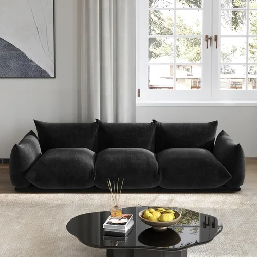 Miniatura 17 de Sofá de nube de asiento profundo de 77 pulgadas, moderno sofá modular de chenilla, sofá modular de 2 asientos con cojines gruesos de felpa y otomana