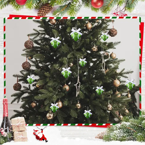 Miniatura 5 de Jenaai 12 juegos de adornos de Navidad de tenis de 2.4 pulgadas, adornos deportivos colgantes para árbol de Navidad con caja de color, mini pelota