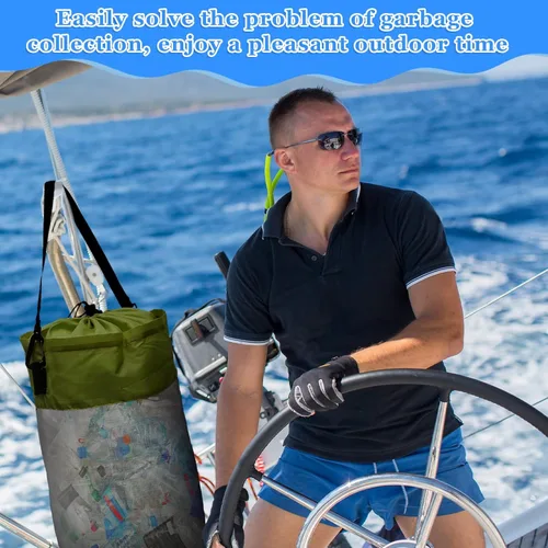Miniatura 2 de Paquete de 2 accesorios portátiles para barcos, bolsas de basura de malla, contenedor de basura para barco, kayak, cámper, pesca, cabina, negro