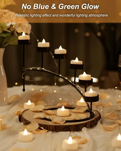 Miniatura 7 de BEICHI - Velas sin llama, paquete de 12/24/50/100/150 luces de té que funcionan con batería, velas votivas LED sin parpadeo para Halloween, Navidad