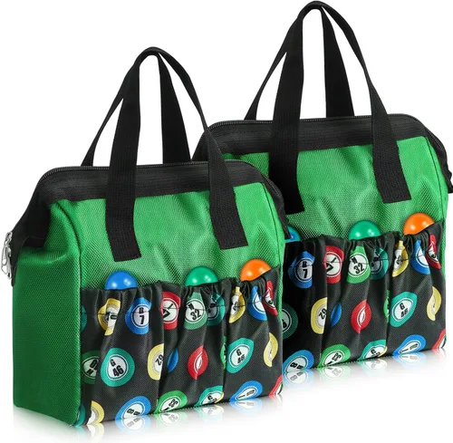 Miniatura 12 de Sweetude 2 piezas Bolsa de transporte para marcadores de bingo con asa y cremallera, bolsa de bingo con 6 bolsillos externos y 3 bolsillos internos