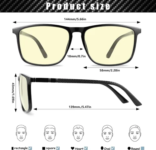 Miniatura 6 de YDAOWKN Blue Light Blocking Glasses Men Computer Gaming Glasses Lightweight Anti Eyestrain Eye Protection