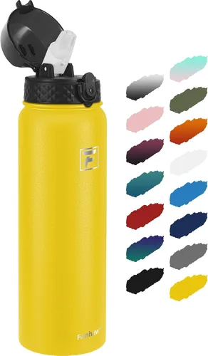 Miniatura 19 de Fanhaw Botella de agua de acero inoxidable aislada para niños de 20 onzas con tapa con popote, a prueba de fugas y antipolvo, botella de uso diario