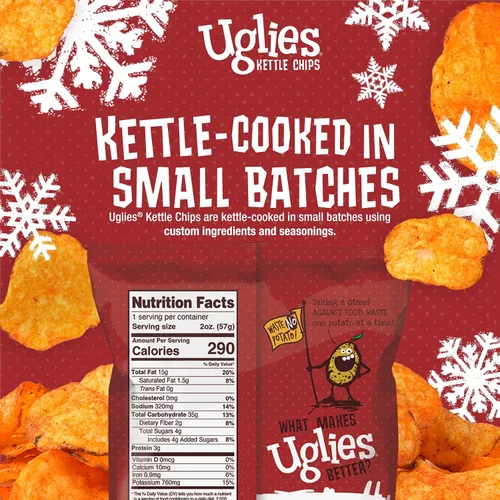 Miniatura 3 de UGLIES Patatas fritas cocidas en hervidor de agua, aperitivos sin gluten, patatas fritas Kosher, aperitivos sin OMG para niños u oficina, bolsas
