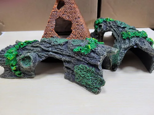 Miniatura 2 de Escondite de reptiles Árbol podrido lagarto leopardo gecko escondite pescado camarón refugio cría terrario tanque paisajismo resina adorno (mediano)