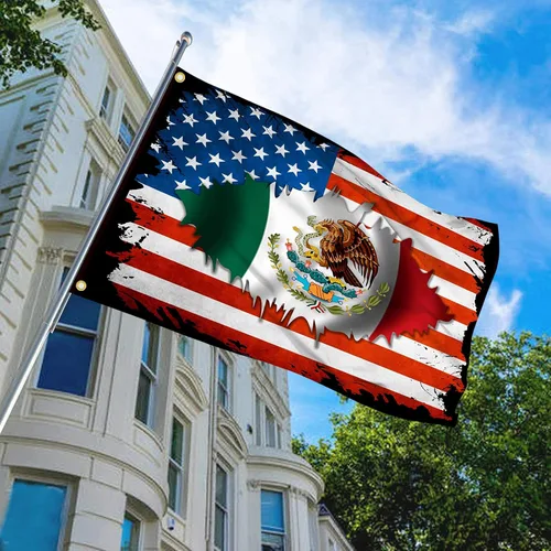 Miniatura 2 de Banderas de la amistad de México USA de 3 x 5 pies con ojales de latón para decoración del hogar de dormitorio, impresión de doble cara M1