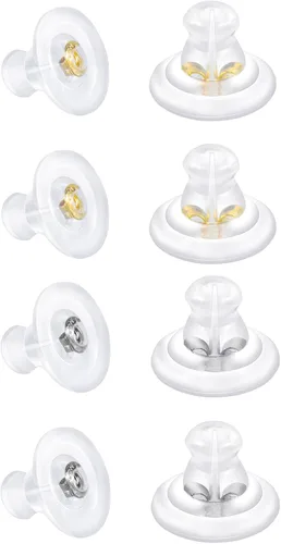 Miniatura 15 de Parte trasera de aretes, de silicona de oro de 18 quilates para tachuelas/orejas caídas, bloqueo seguro para aretes pesados, no irrita