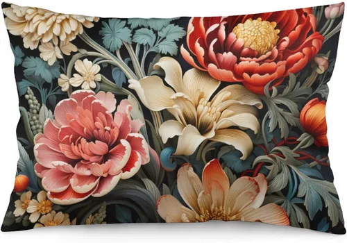 Miniatura 8 de Fundas de almohada florales azules de 12 x 20 pulgadas para primavera y verano, funda de cojín decorativa con cremallera, fundas de almohada