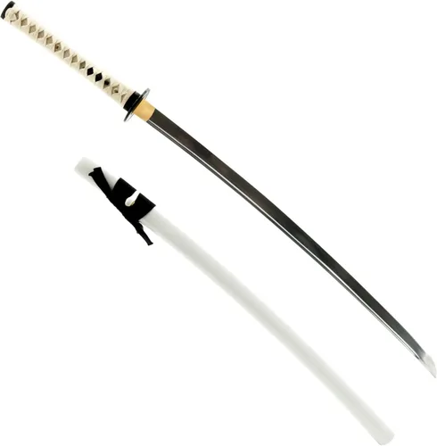 Miniatura 33 de HMS Samurai Katana Sword, Practical, Hand Forged, 1045 Carbon Steel, Heat Tempered/Clay Tempered, Full Tang, Sharp, Scabbard Blanco-dragón-951A