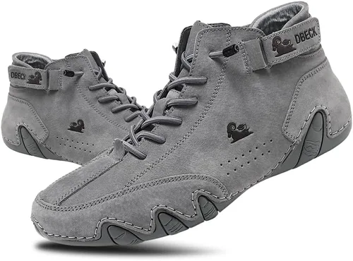 Miniatura 19 de JishinGal Botas Chukka de ante para hombre, ligeras, descalzas, para caminar, al aire libre, informales, italianas, hechas a mano, de caña alta, sin