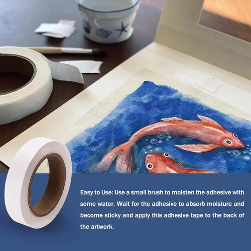 Miniatura 2 de Lineco Cinta de bisagra Hayaku activada por agua de 1 pulgada x 100 pies, archival, sin ácidos y fuerte, utilizada para obras de arte de bisagras