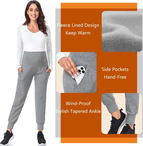 Miniatura 5 de PACBREEZE Pantalones de maternidad para mujer, pantalones deportivos de entrenamiento sobre el vientre, pantalones de pijama elásticos para embarazo